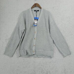 NEW Hudson Los Angeles Cotton Button-Up Cardigan Sweater Gray Womens L